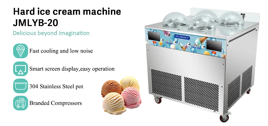 Four Italian-style hard ice cream machine detail