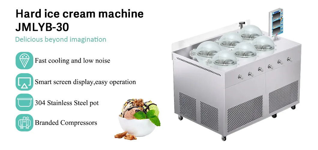Six-head Italian hard ice cream machine detail