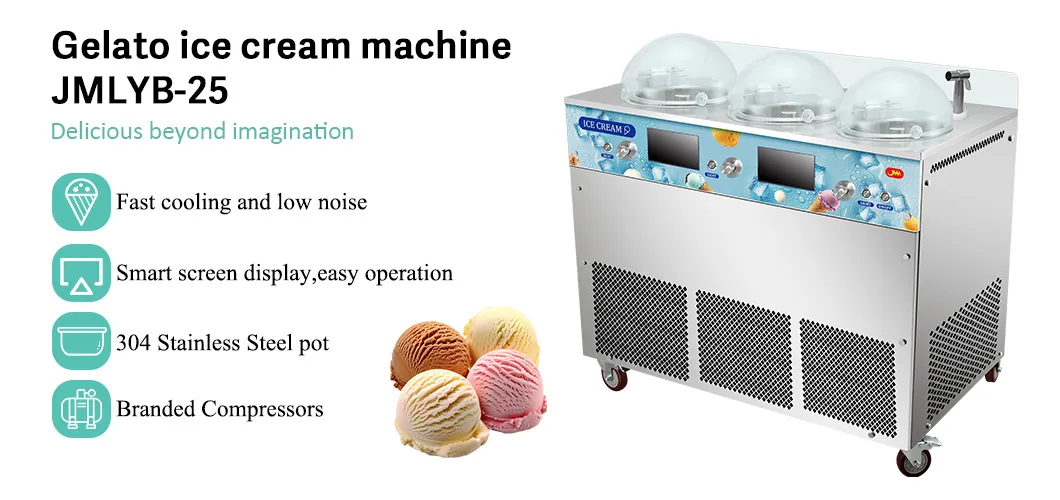 JMLTB-25 Three-head Italian hard ice cream machine detail